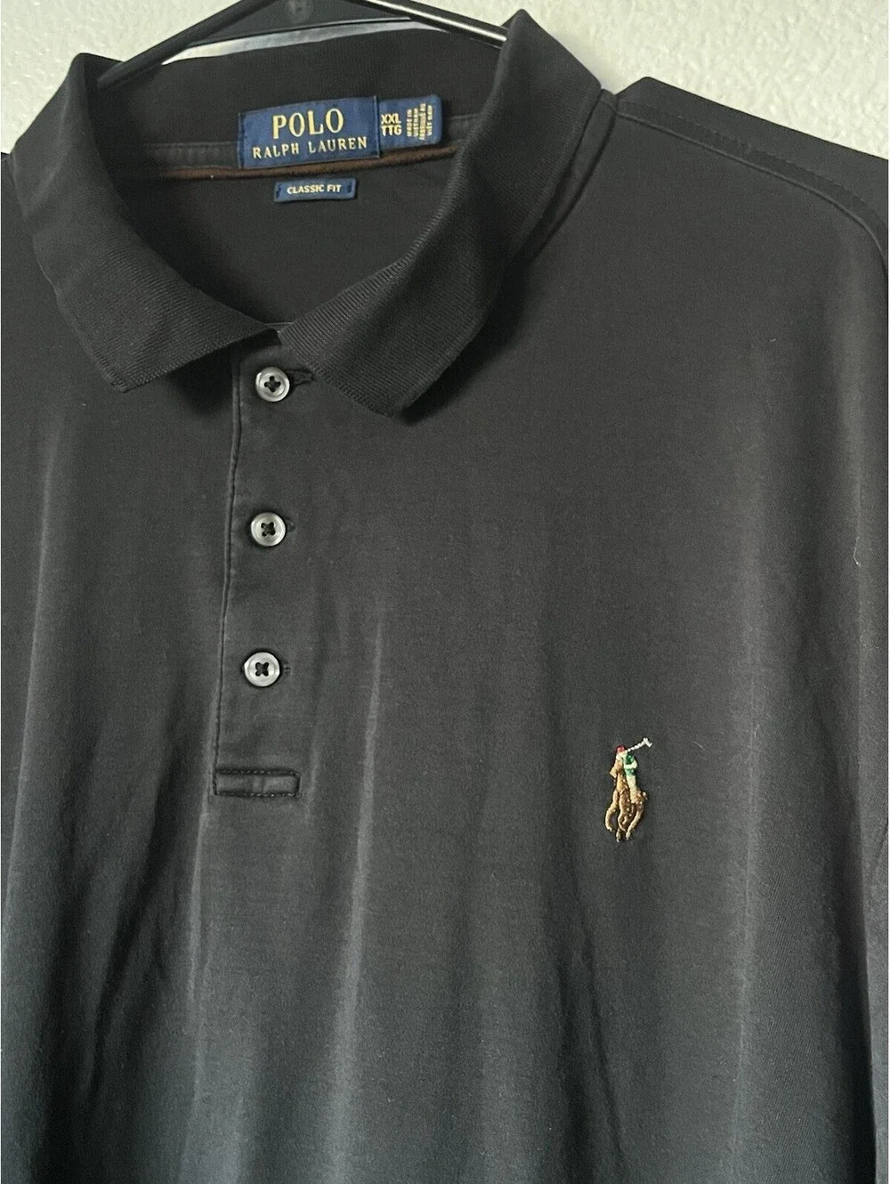 Polo Ralph Lauren Flesh Pony Pima Soft Touch Black Long Sleeve Shirt Size XXL